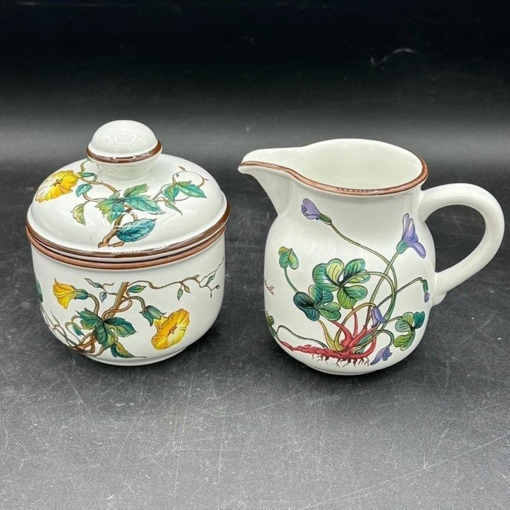 Vintage Villeroy & Boch Botanica Creamer & Lidded Sugar Bowl 3 Piece Set